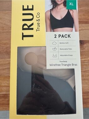 True & Co. 2-Pack Wirefree Bras Black & Nude